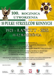 100. rocznica utworzenia 10 Pułku Strzelców Konnych