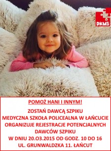 POMOC DLA HANI - REJESTRACJA DAWCÓW SZPIKU